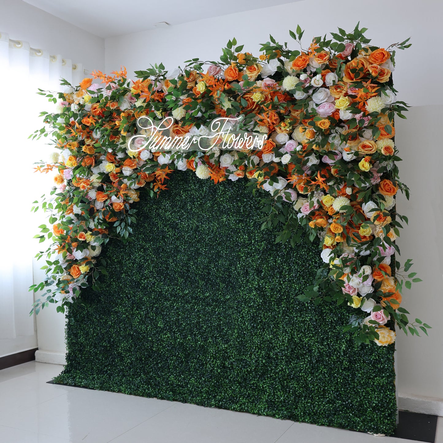Summer Flower CB-393 8ft*8ft Cloth Back Artificial Flower Wall Roll up Fabric background