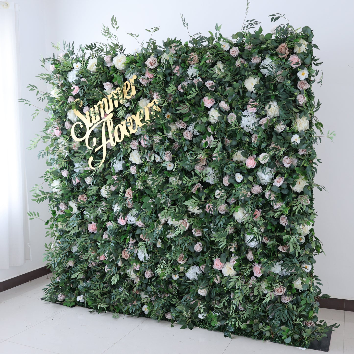 Summer Flower CB-373 8ft*8ft Cloth Back Artificial Flower Wall Roll up Fabric background