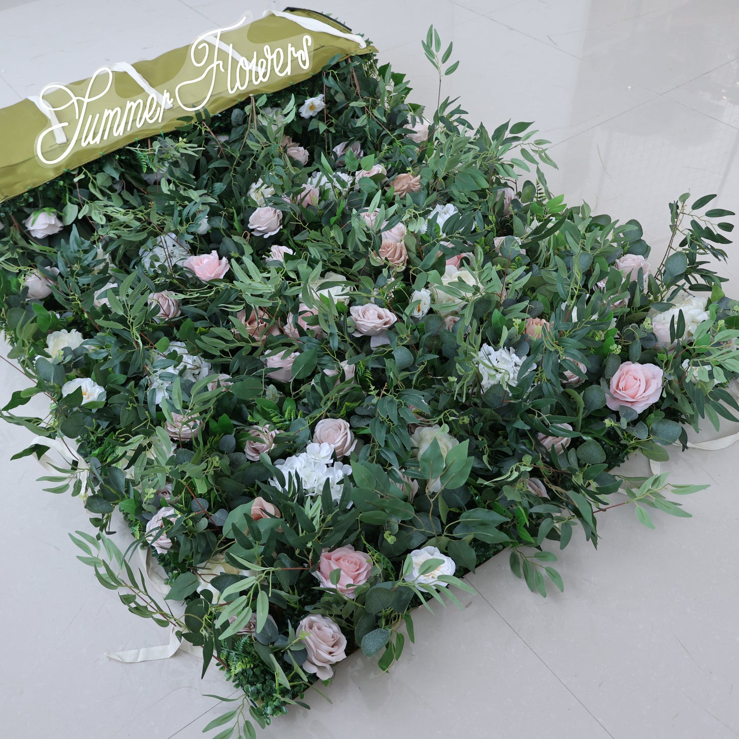 Summer Flower CB-373 8ft*8ft Cloth Back Artificial Flower Wall Roll up Fabric background