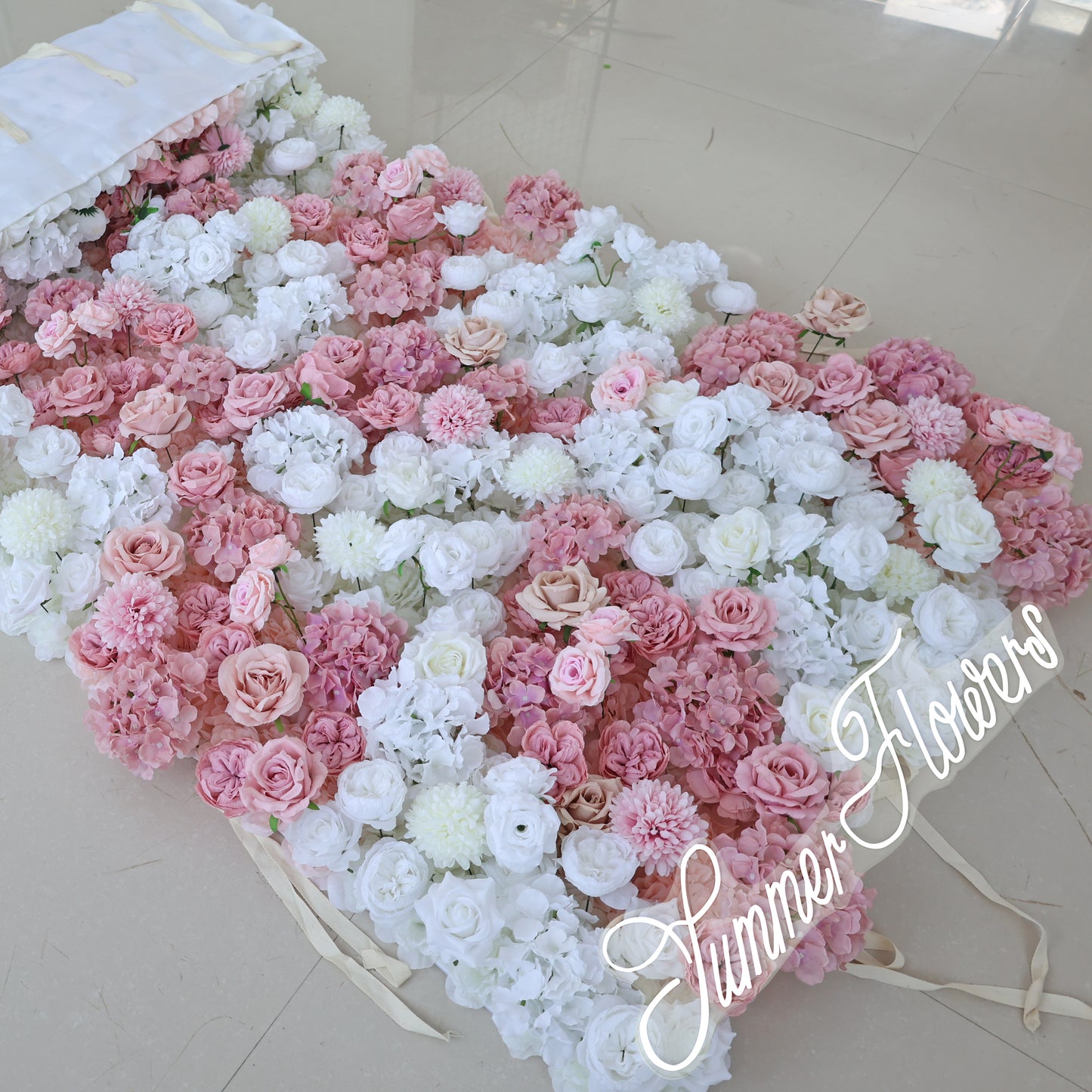 Summer Flower CB-418-2 8ft*8ft Cloth Back Artificial Flower Wall Roll up Fabric background