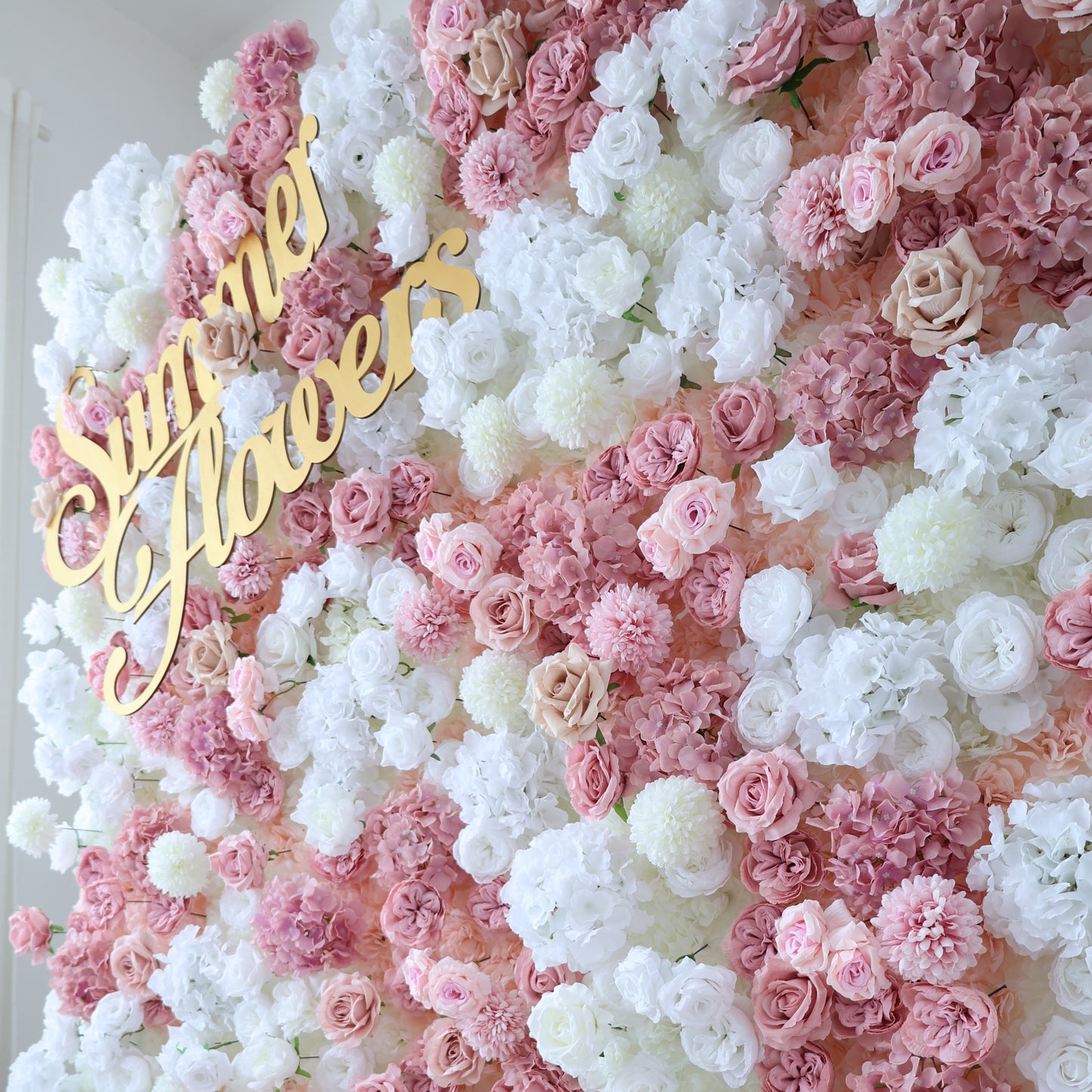 Summer Flower CB-418-2 8ft*8ft Cloth Back Artificial Flower Wall Roll up Fabric background