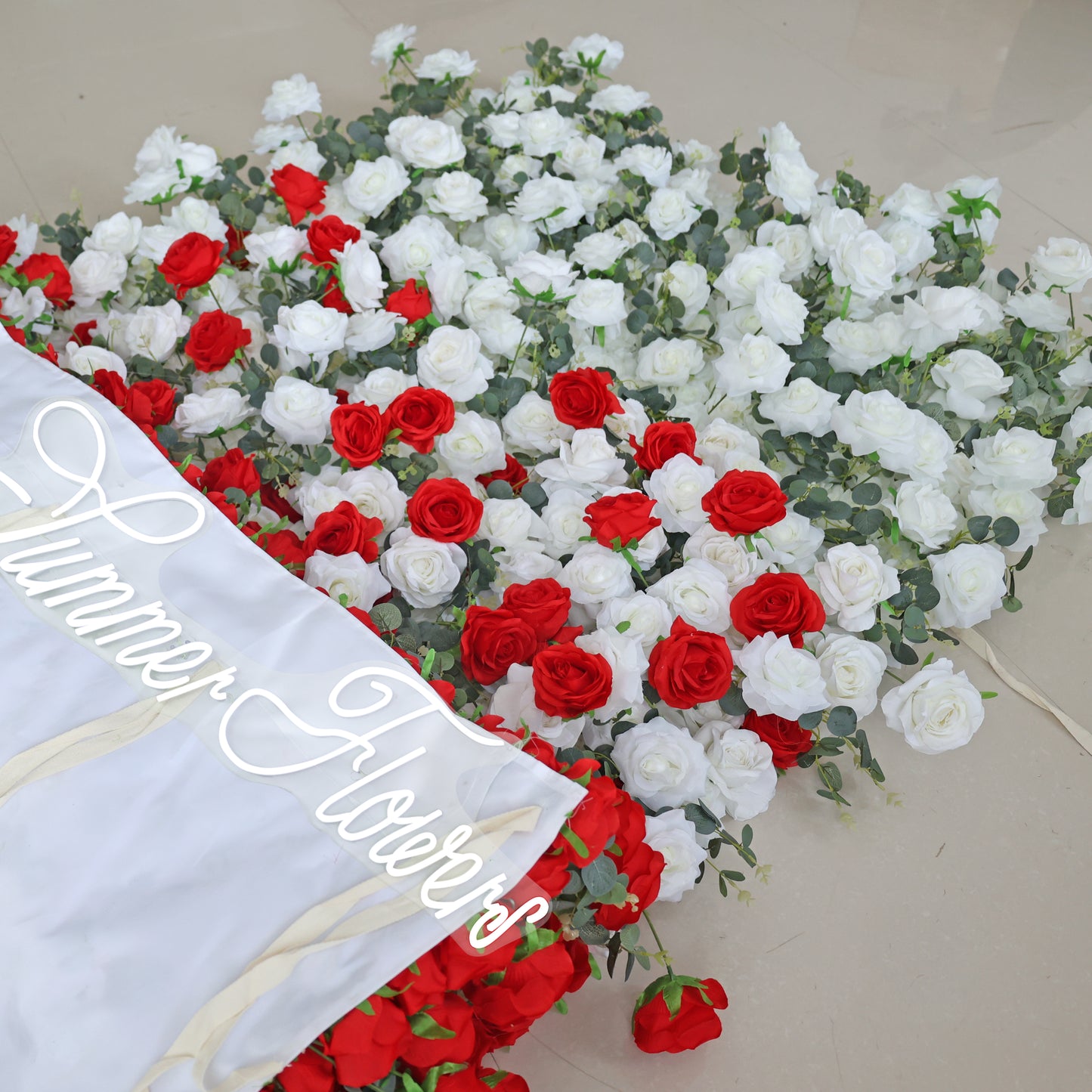 Summer Flower CB-375-2 8ft*8ft Cloth Back Artificial Flower Wall Roll up Fabric background