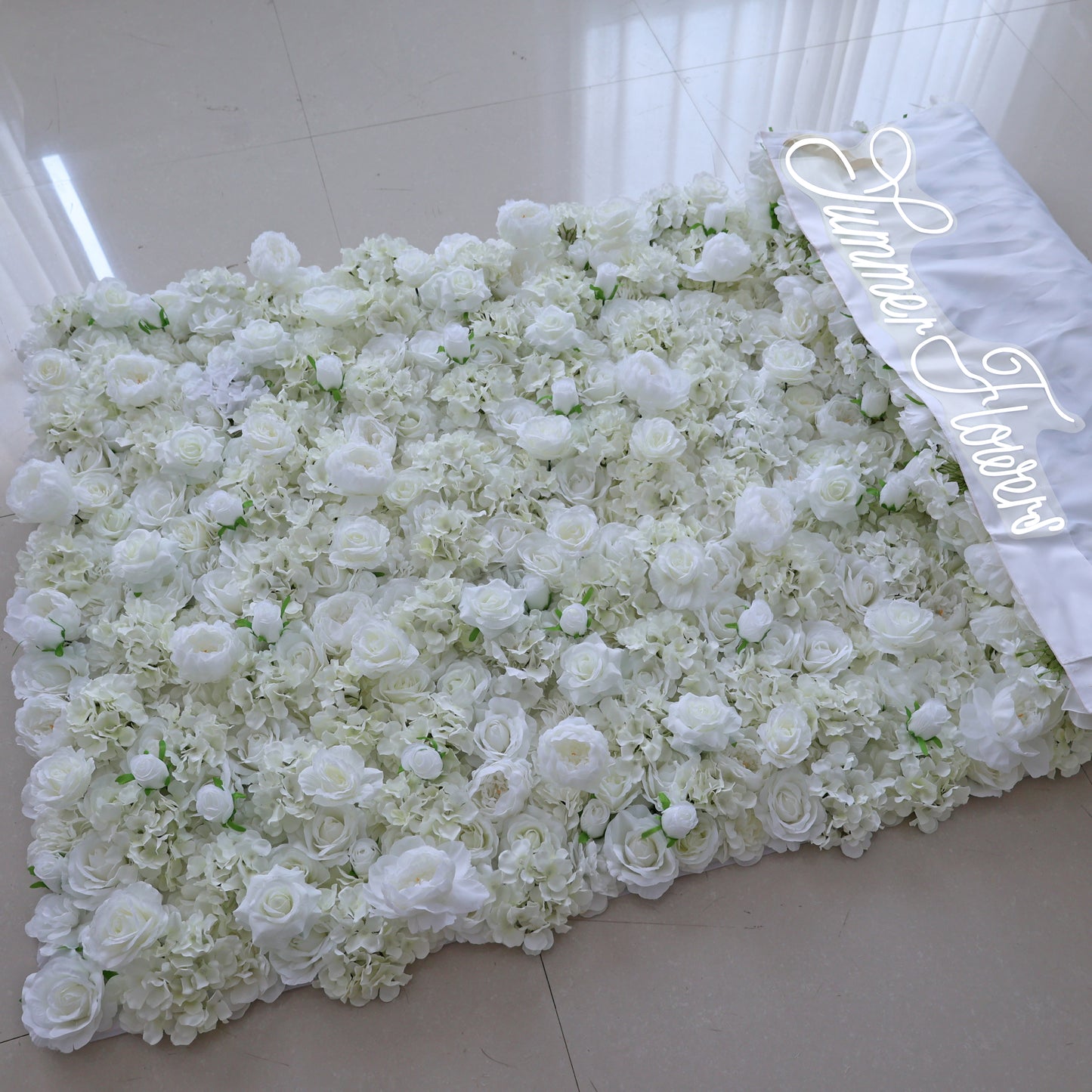 Summer Flower CB-377 8ft*8ft Cloth Back Artificial Flower Wall Roll up Fabric background