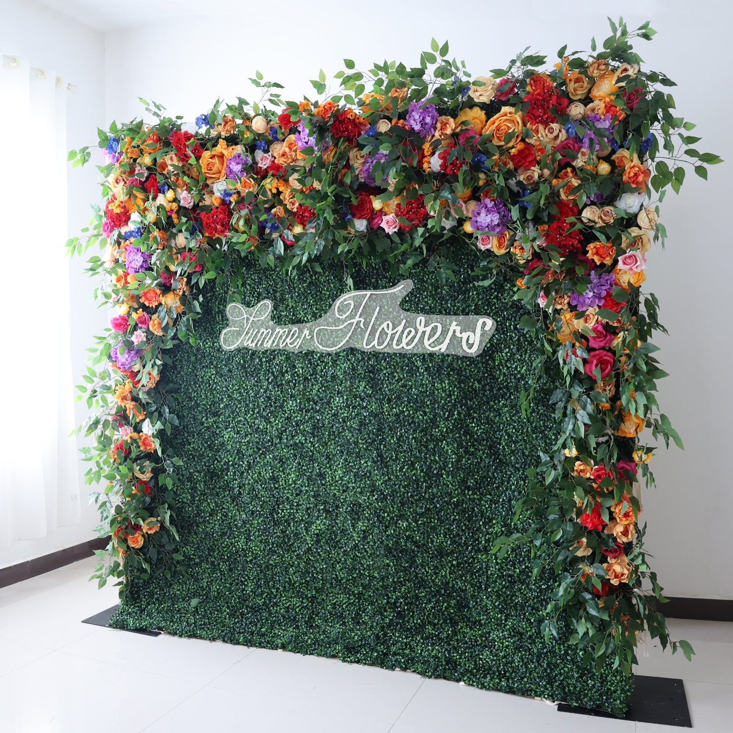 Summer Flower CB-392 8ft*8ft Cloth Back Artificial Flower Wall Roll up Fabric background