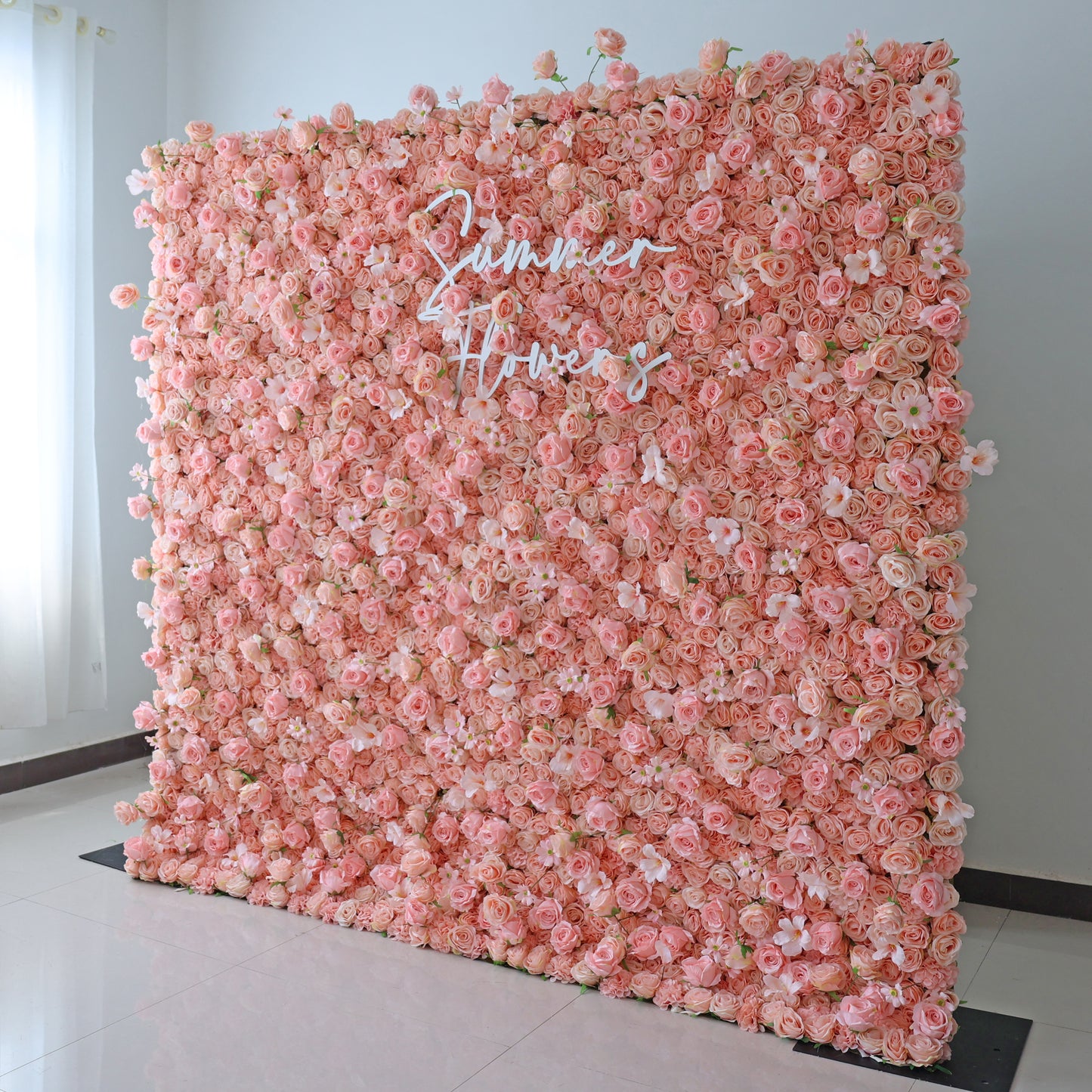 Summer Flower CB-381 8ft*8ft Cloth Back Artificial Flower Wall Roll up Fabric background