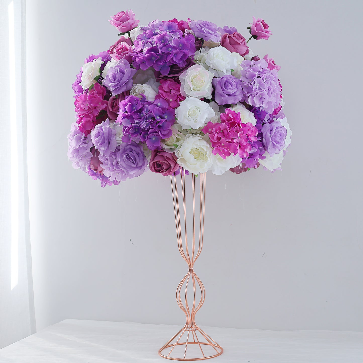 FL-064 Wholesale Bundle Hydrangea Artificial Rose Gypsophila Wedding Party Decoration Romantic Table Flower Ball