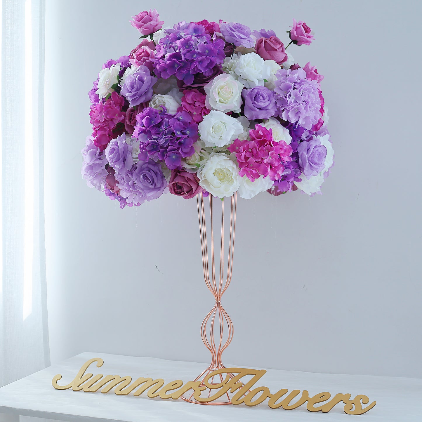FL-064 Wholesale Bundle Hydrangea Artificial Rose Gypsophila Wedding Party Decoration Romantic Table Flower Ball