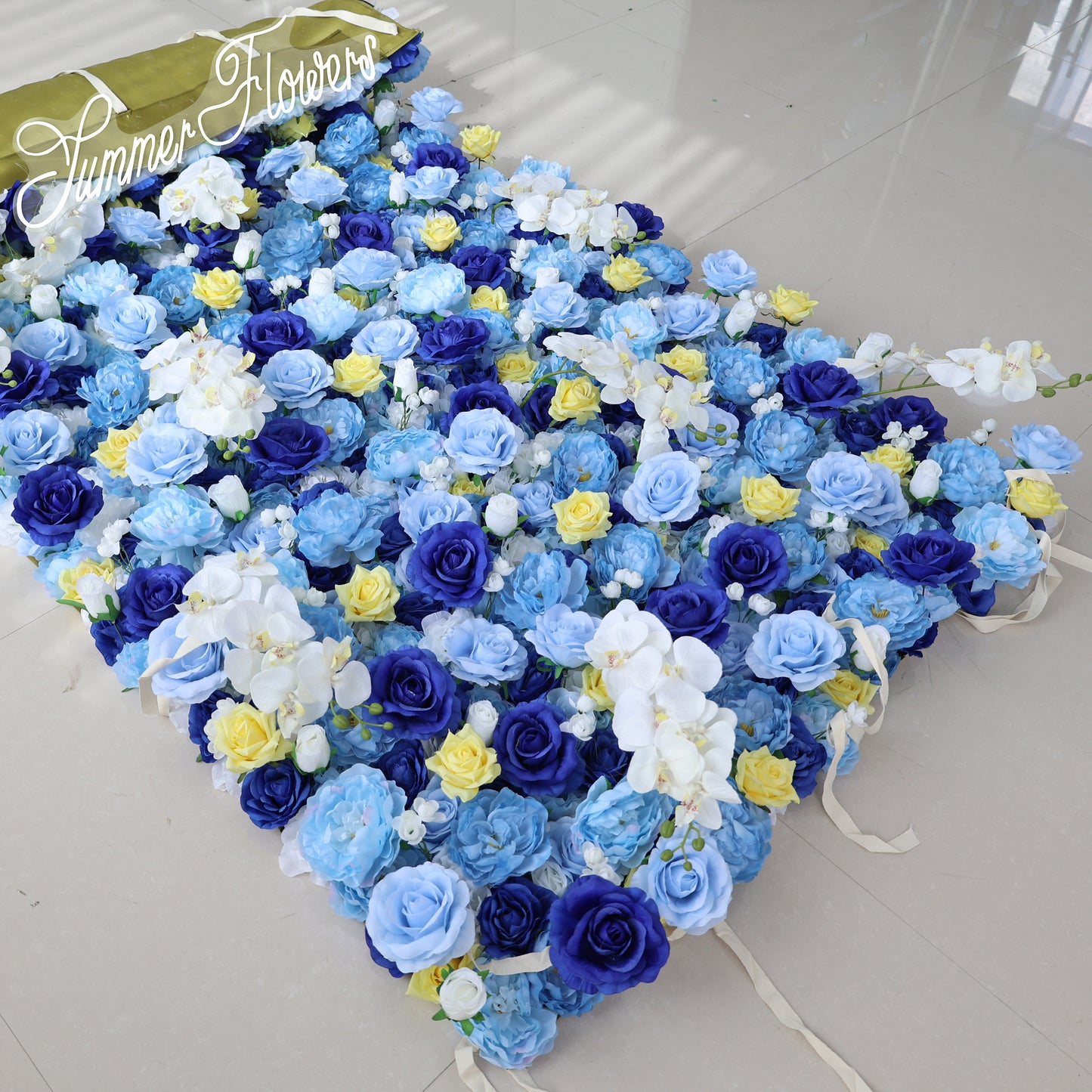 Summer Flower CB-348-3 8ft*8ft Cloth Back Artificial Flower Wall Roll up Fabric background