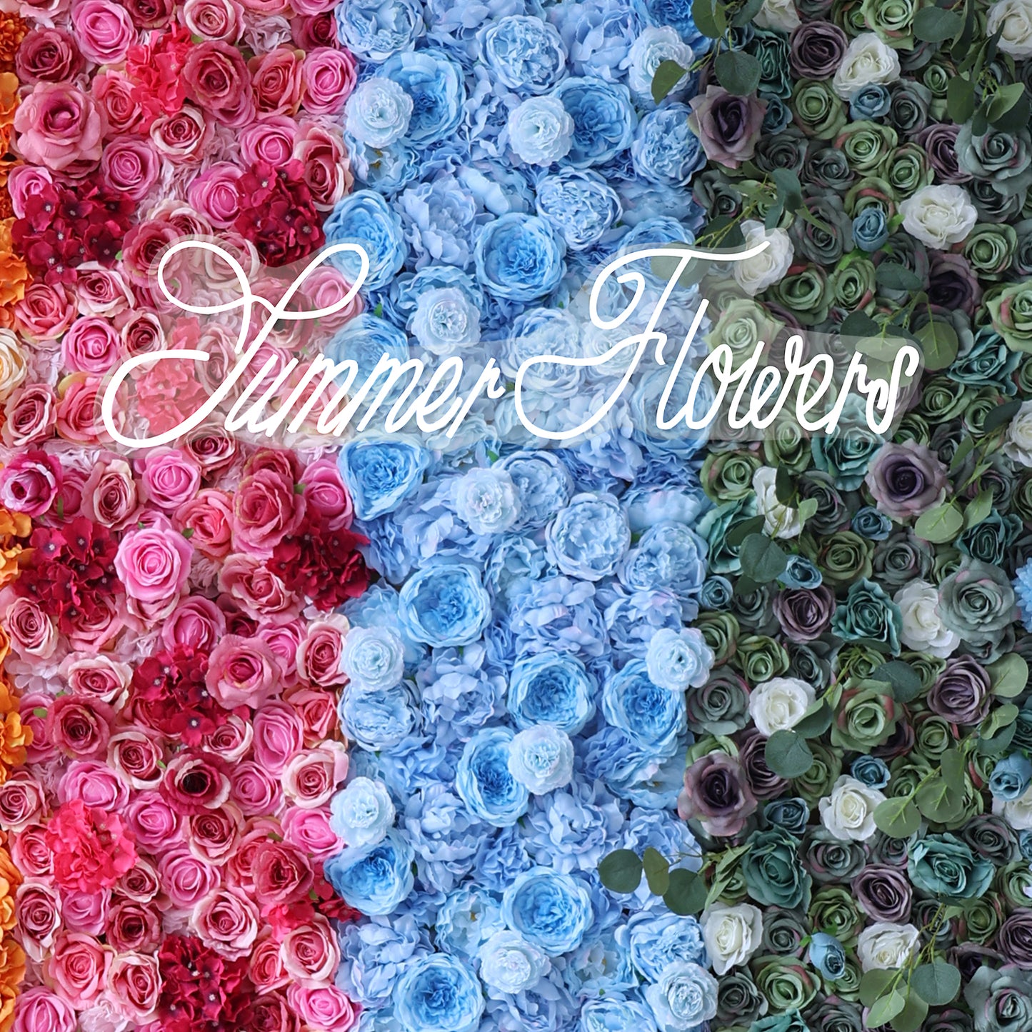 Summer Flower CB-398 8ft*8ft Cloth Back Artificial Flower Wall Roll up Fabric background