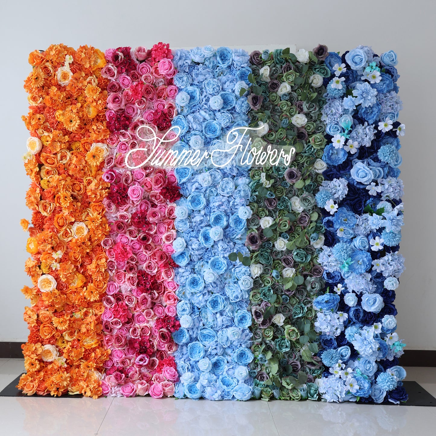 Summer Flower CB-398 8ft*8ft Cloth Back Artificial Flower Wall Roll up Fabric background