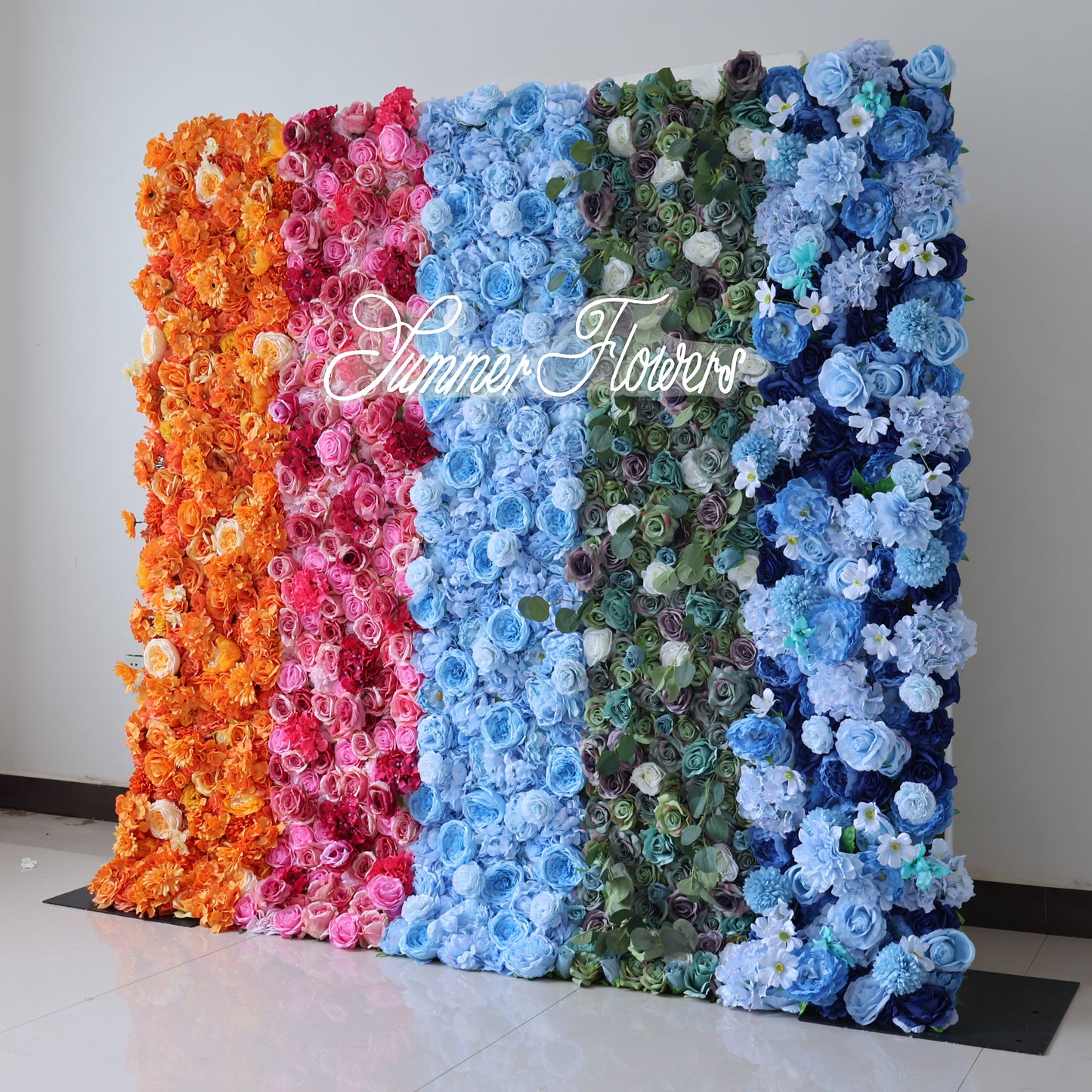 Summer Flower CB-398 8ft*8ft Cloth Back Artificial Flower Wall Roll up Fabric background
