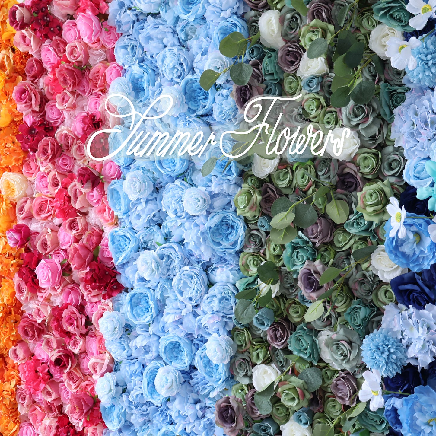 Summer Flower CB-398 8ft*8ft Cloth Back Artificial Flower Wall Roll up Fabric background