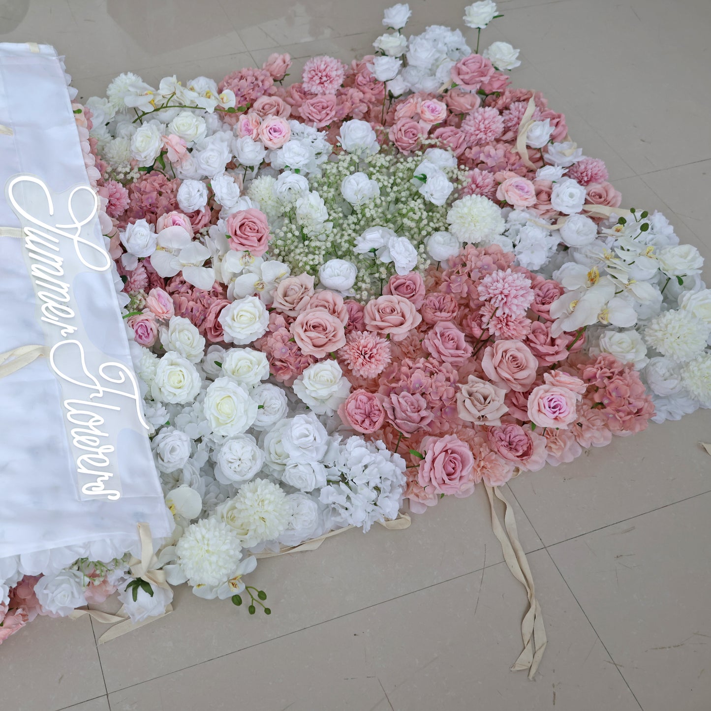 Summer Flower CB-418 8ft*8ft Cloth Back Artificial Flower Wall Roll up Fabric background