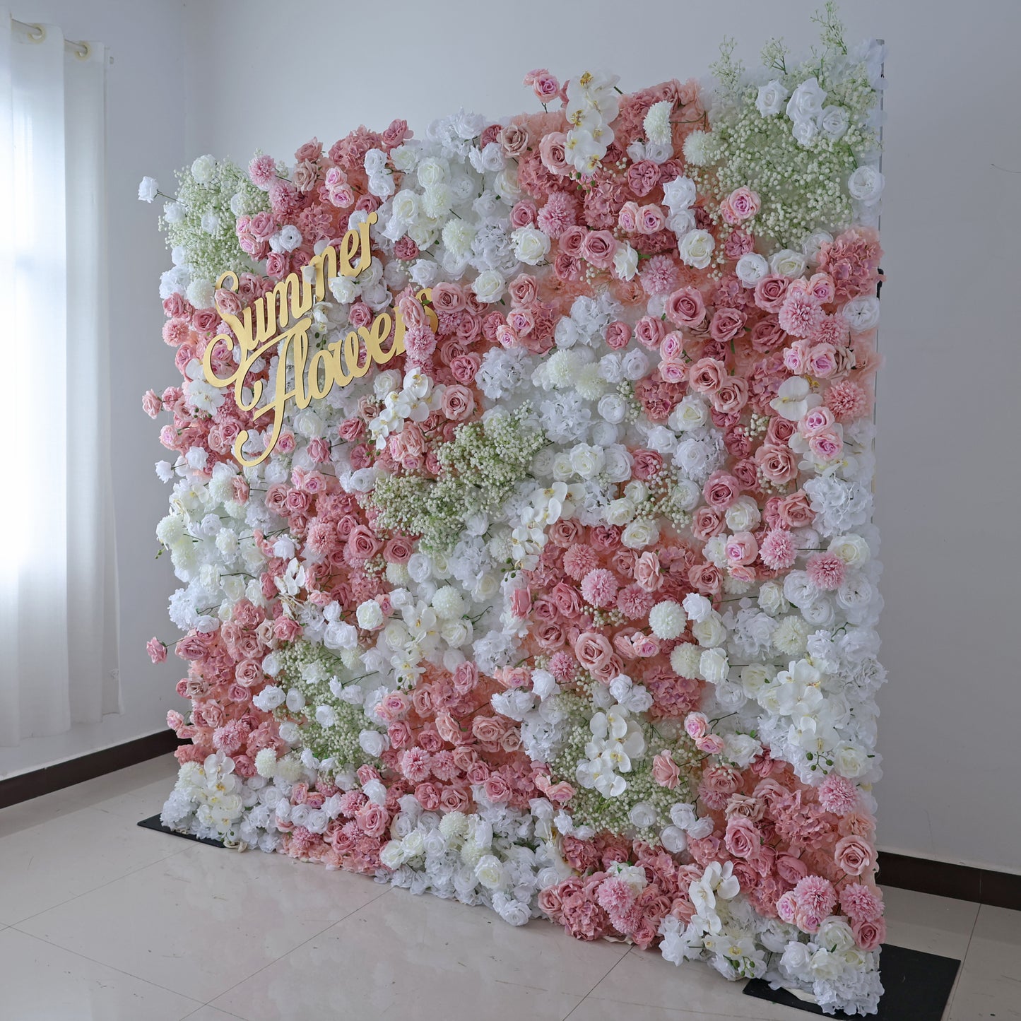 Summer Flower CB-418 8ft*8ft Cloth Back Artificial Flower Wall Roll up Fabric background