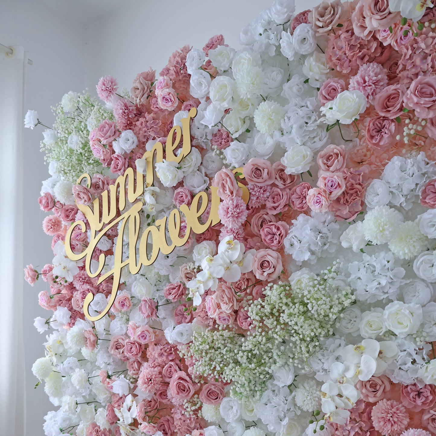 Summer Flower CB-418 8ft*8ft Cloth Back Artificial Flower Wall Roll up Fabric background