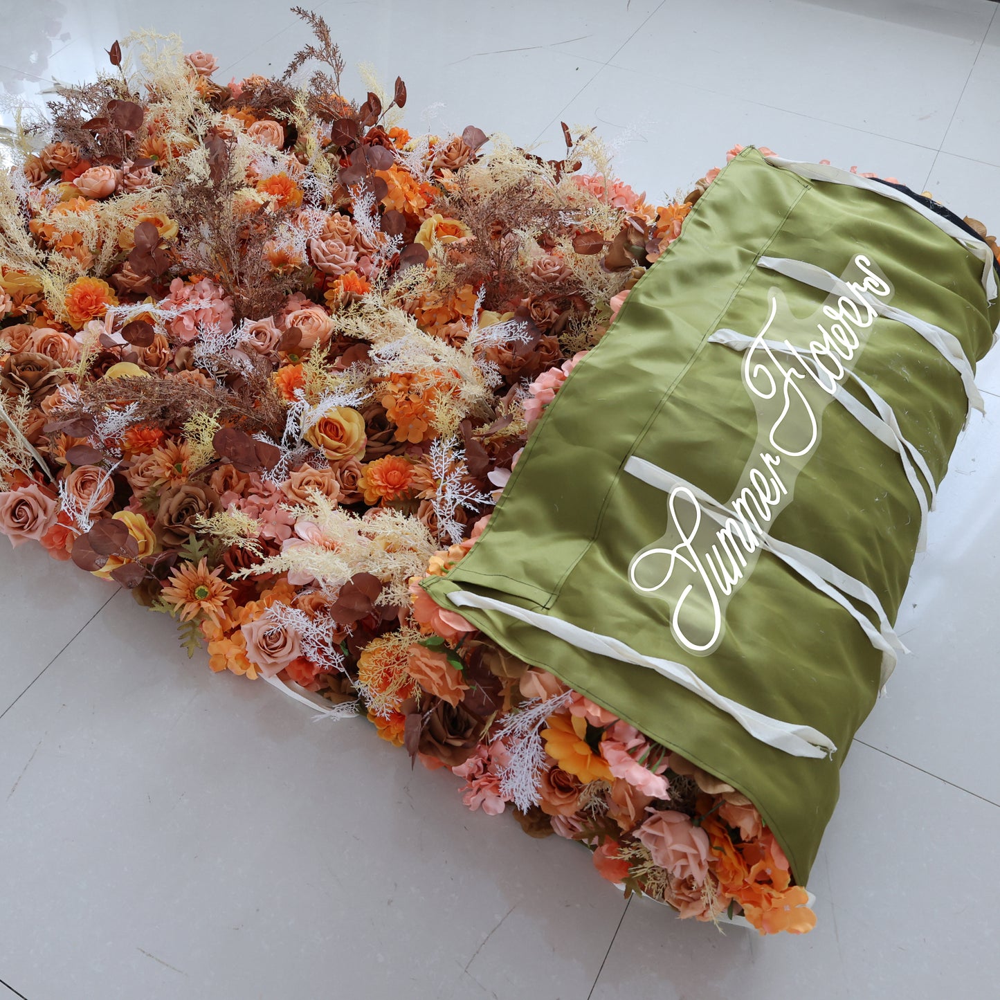 Summer Flower CB-463 8ft*8ft Cloth Back Artificial Flower Wall Roll up Fabric background