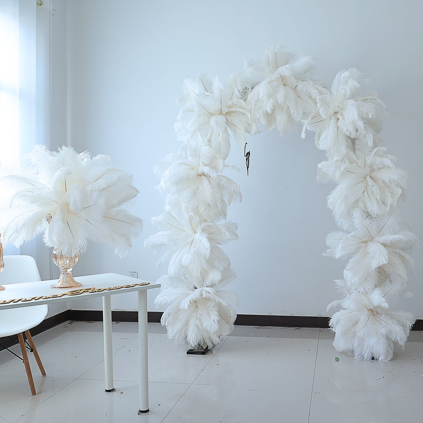 FL-076 Ostrich feather simulation flower ball wedding table flower table decoration flower ball best-selling