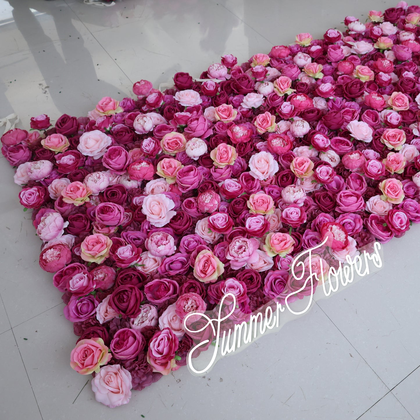 Summer Flower CB-403-2 8ft*8ft Cloth Back Artificial Flower Wall Roll up Fabric background