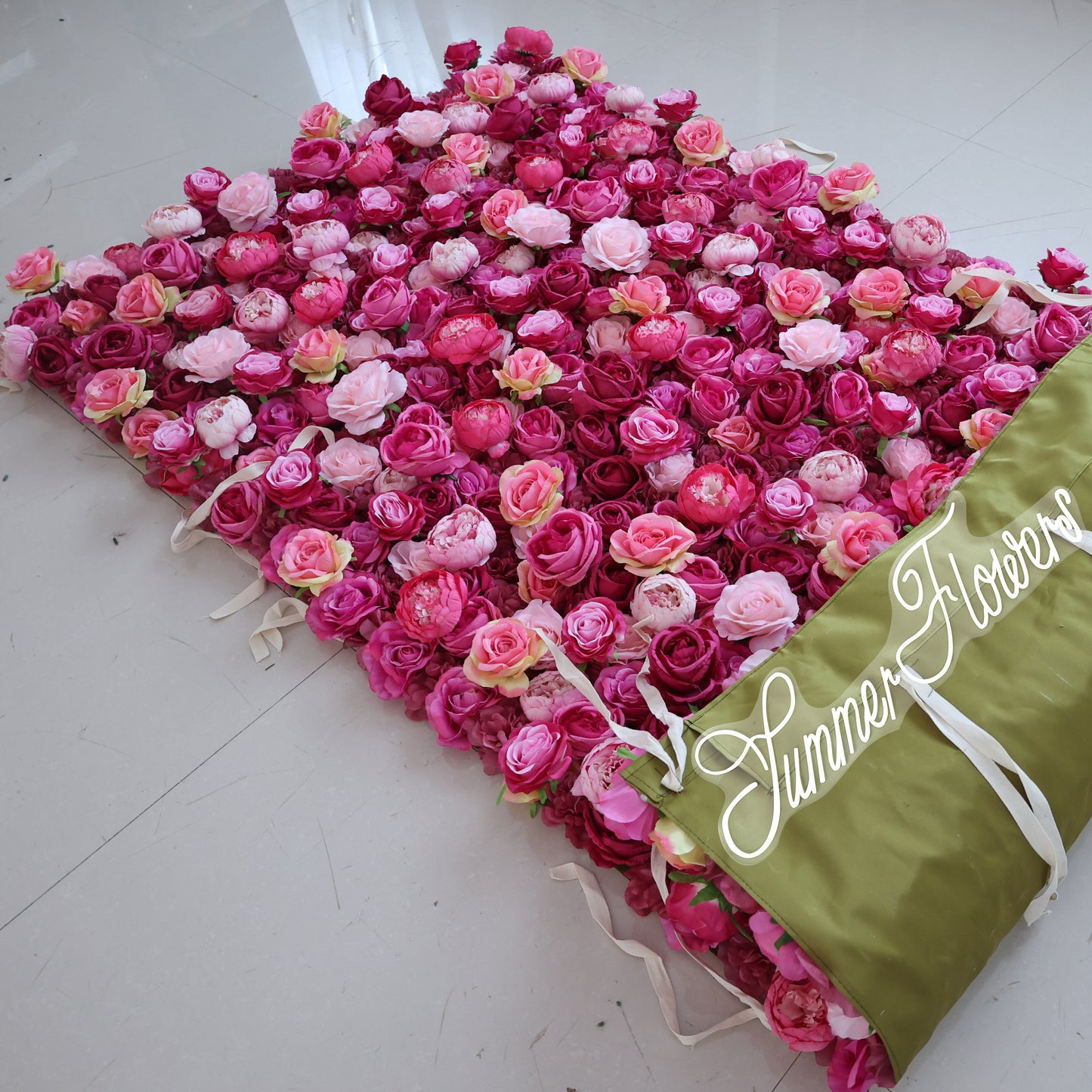 Summer Flower CB-403-2 8ft*8ft Cloth Back Artificial Flower Wall Roll up Fabric background