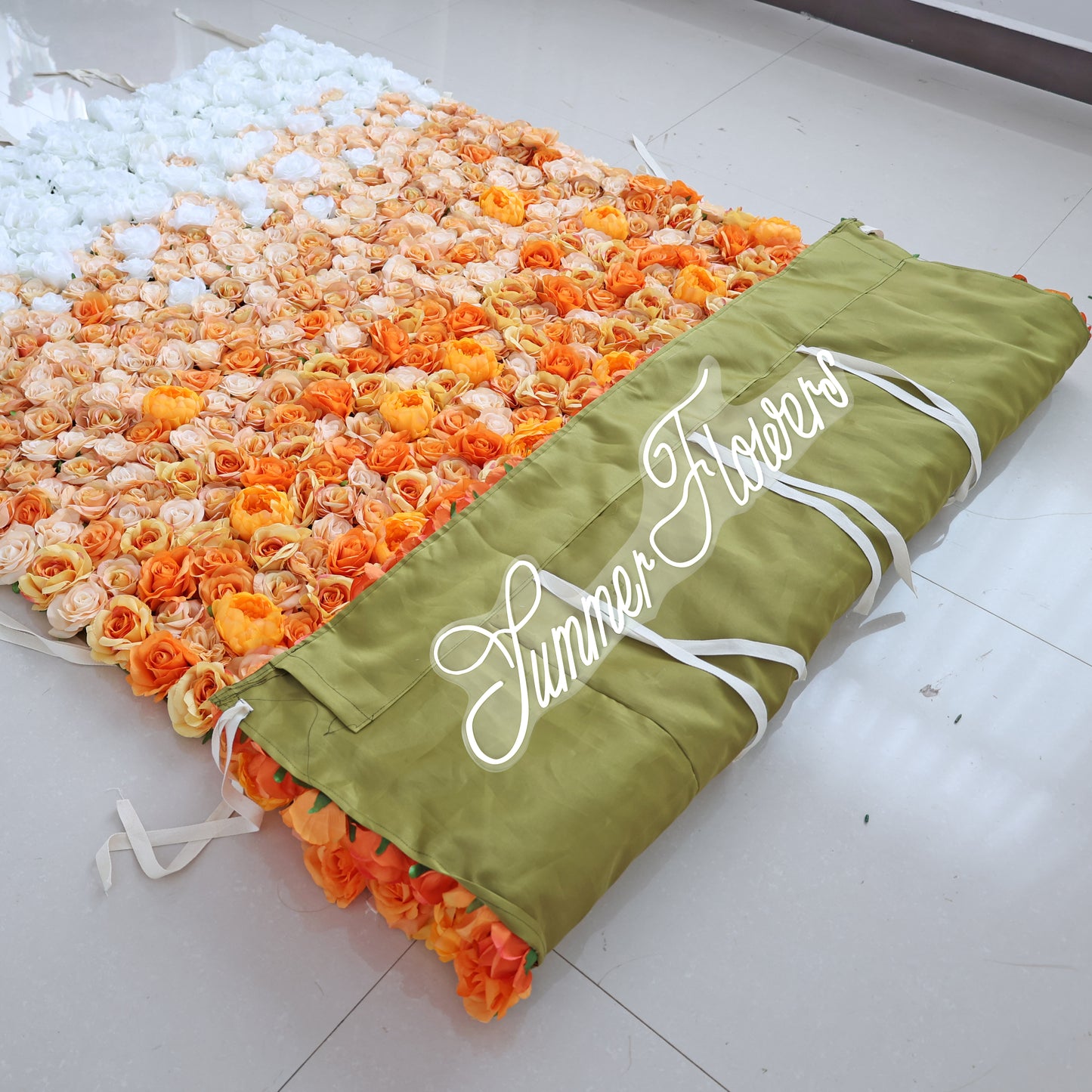 Summer Flower CB-475 8ft*8ft Cloth Back Artificial Flower Wall Roll up Fabric background