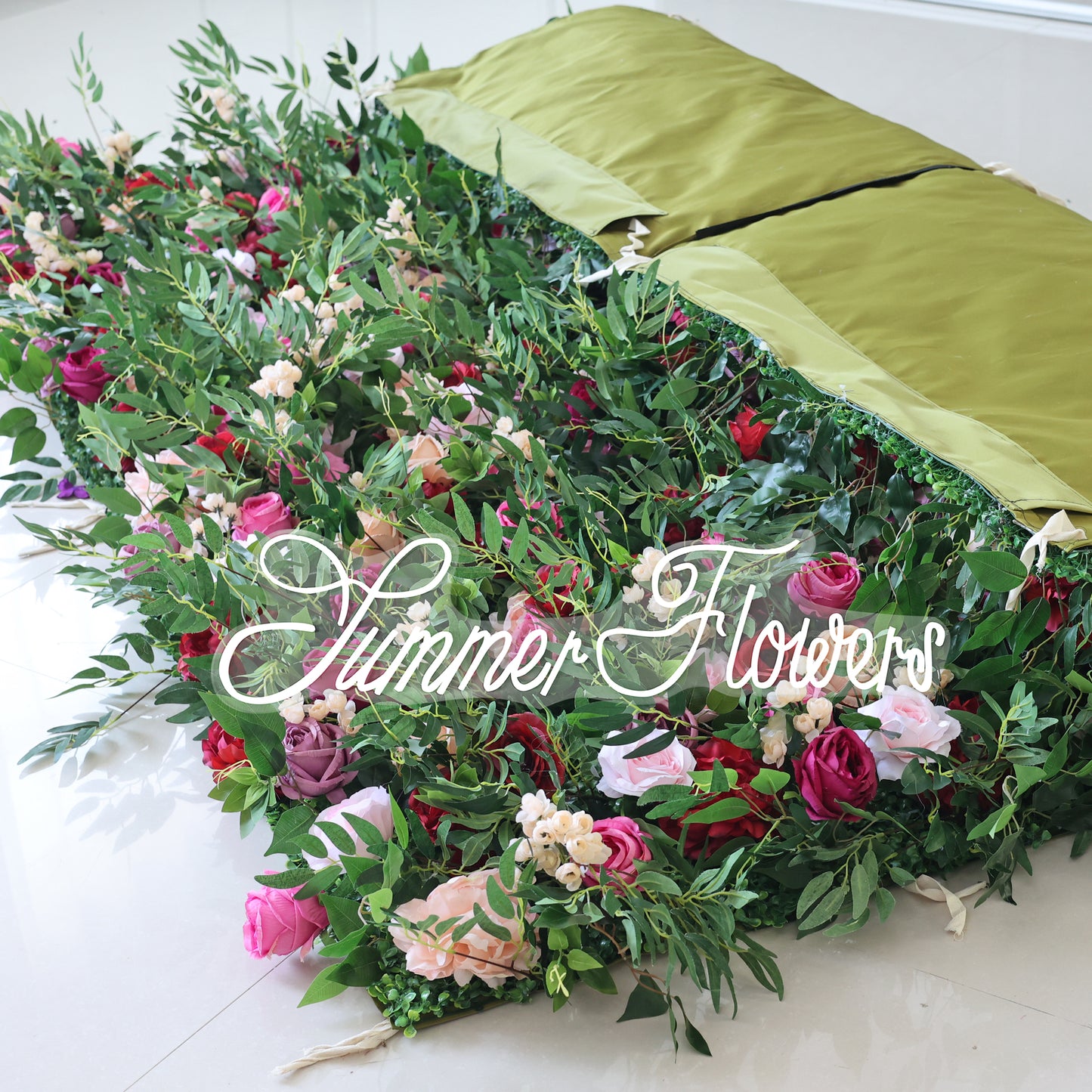 Summer Flower CB-095 8ft*8ft Cloth Back Artificial Flower Wall Roll up Fabric background