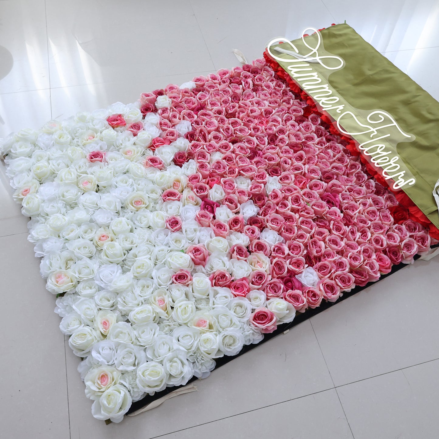 Summer Flower CB-338 8ft*8ft Cloth Back Artificial Flower Wall Roll up Fabric background