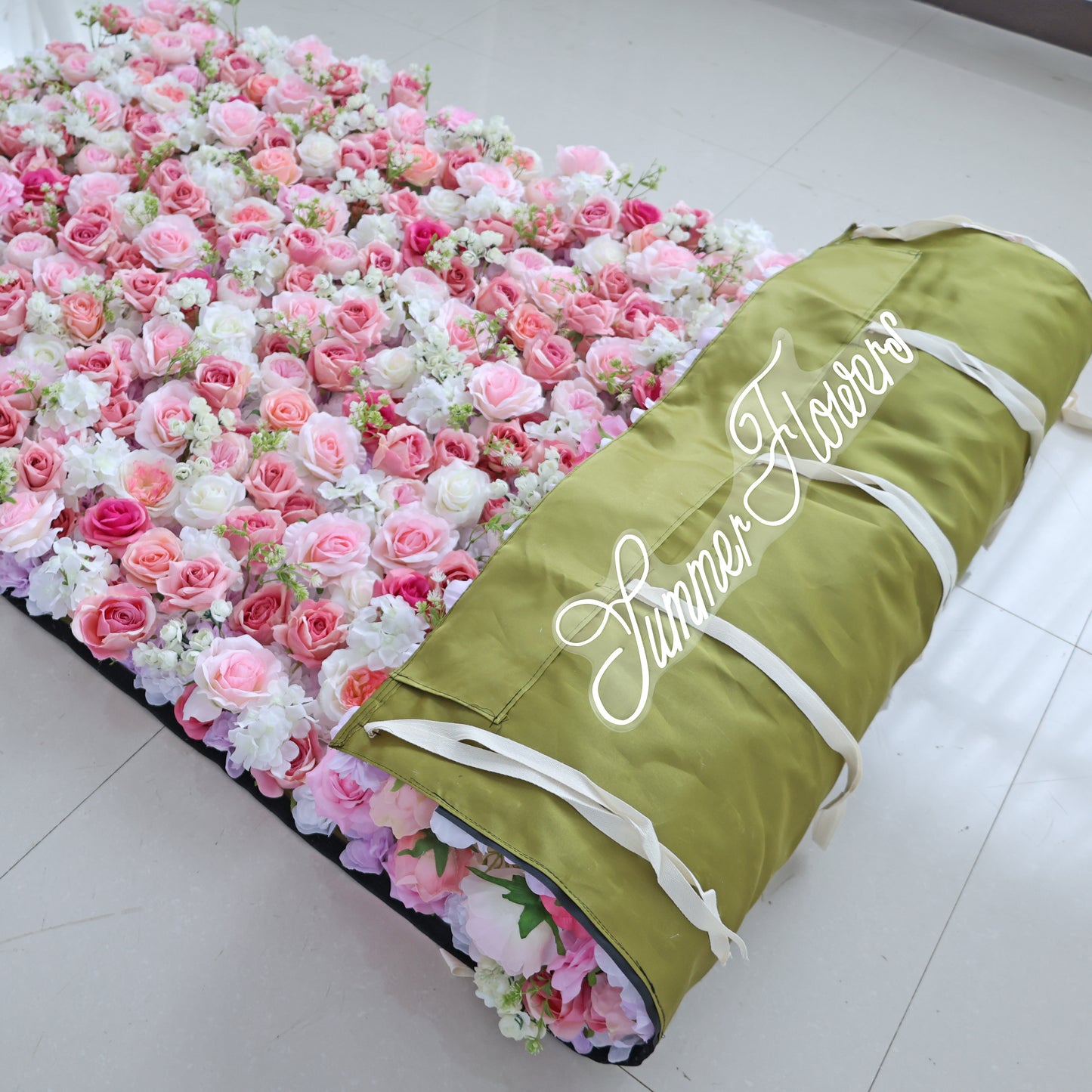 Summer Flower CB-474 8ft*8ft Cloth Back Artificial Flower Wall Roll up Fabric background