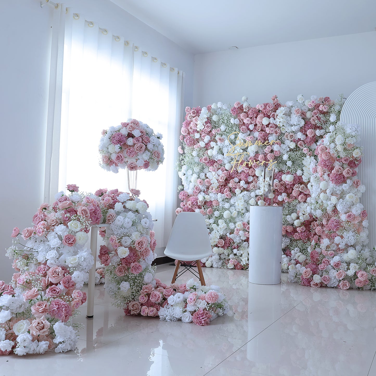 FL-112 New Design Silk rose gypsophila Flowers Orchid Balls Wedding Table Centerpieces Decoration Artificial Flower Ball