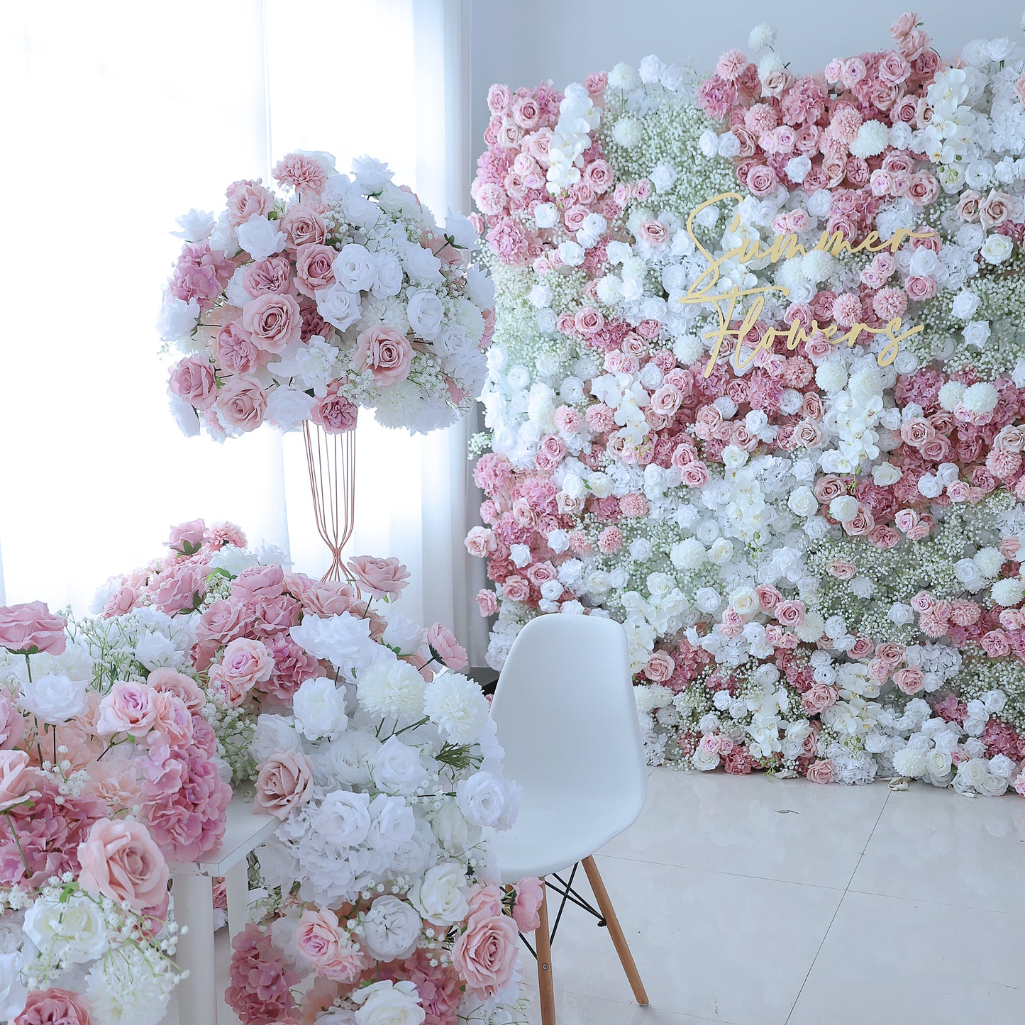 FL-112 New Design Silk rose gypsophila Flowers Orchid Balls Wedding Table Centerpieces Decoration Artificial Flower Ball