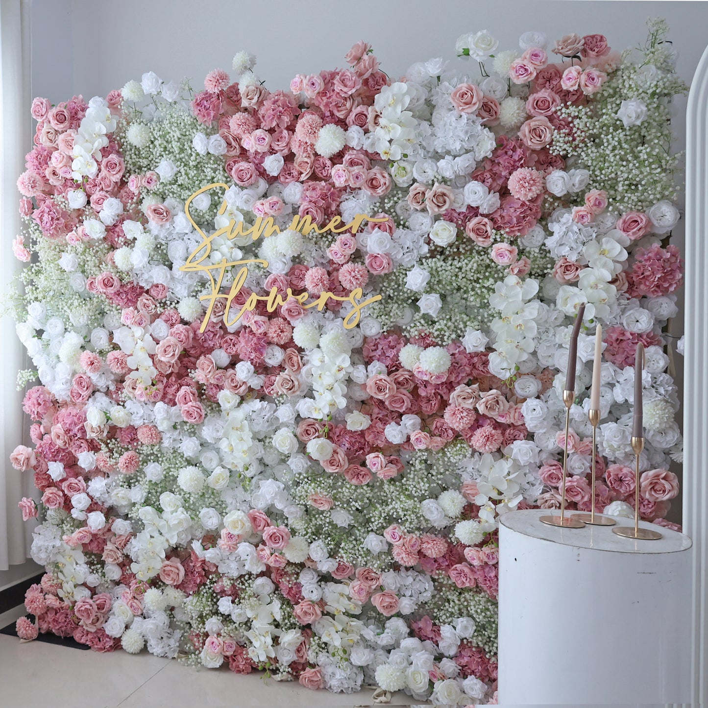 Summer Flower CB-418 8ft*8ft Cloth Back Artificial Flower Wall Roll up Fabric background