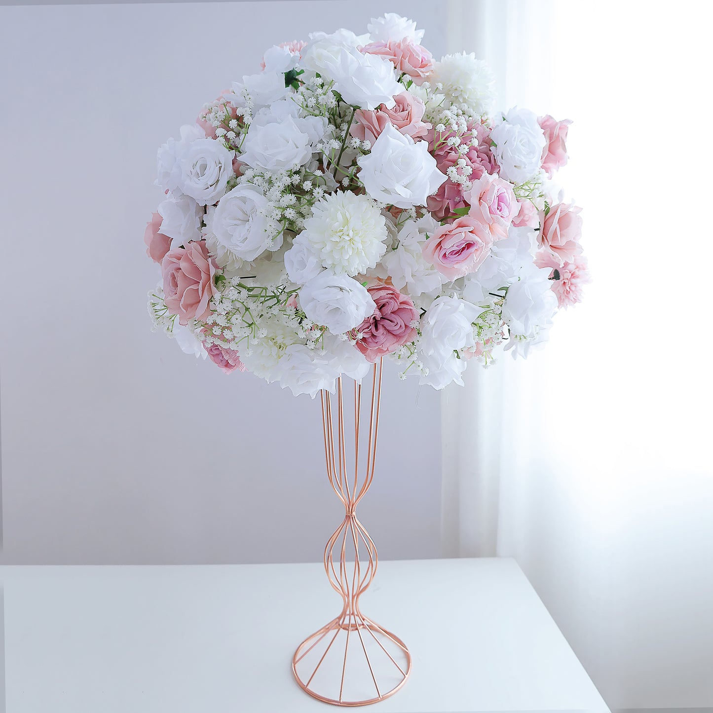 FL-112 New Design Silk rose gypsophila Flowers Orchid Balls Wedding Table Centerpieces Decoration Artificial Flower Ball