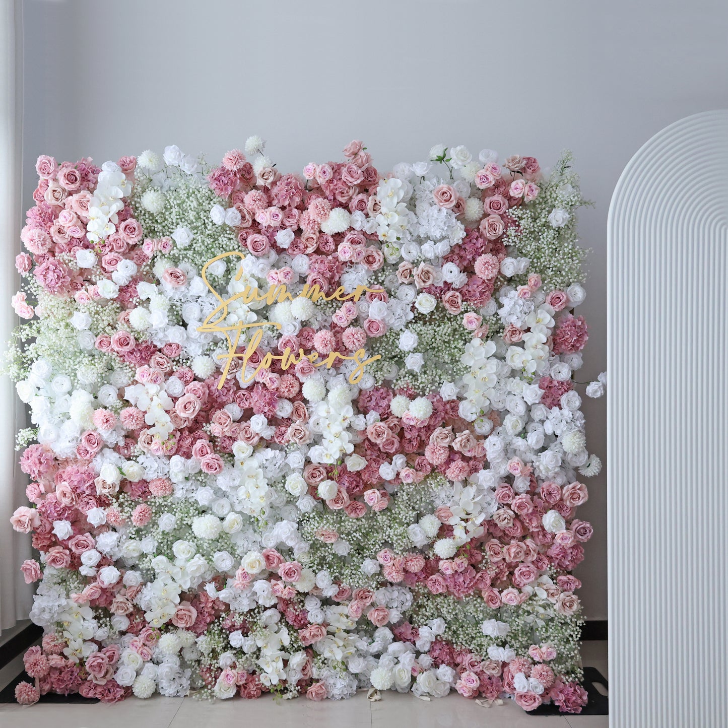 Summer Flower CB-418 8ft*8ft Cloth Back Artificial Flower Wall Roll up Fabric background