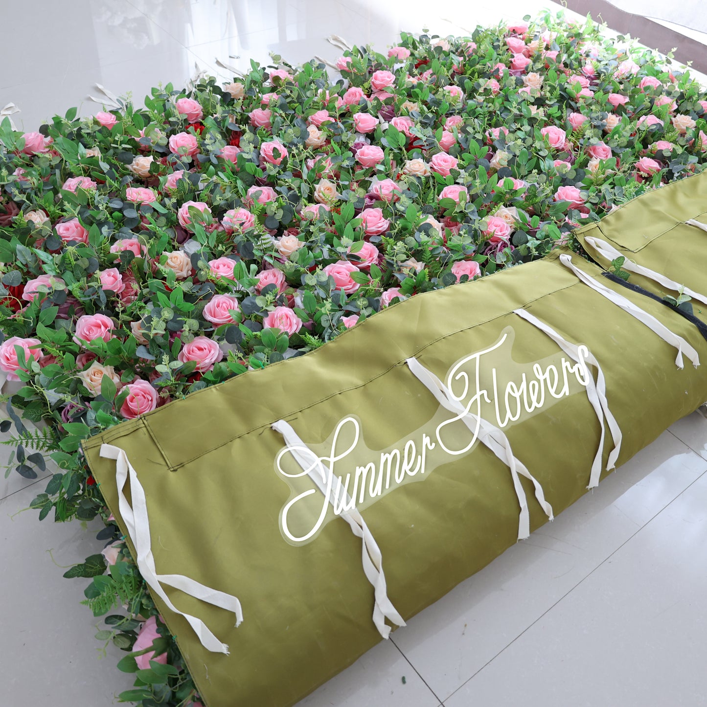 Summer Flower CB-485 8ft*8ft Cloth Back Artificial Flower Wall Roll up Fabric background