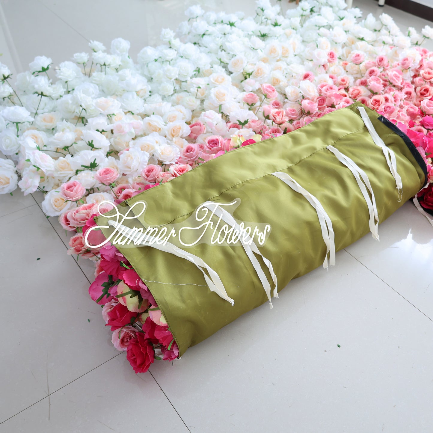 Summer Flower CB-372-2 8ft*8ft Cloth Back Artificial Flower Wall Roll up Fabric background