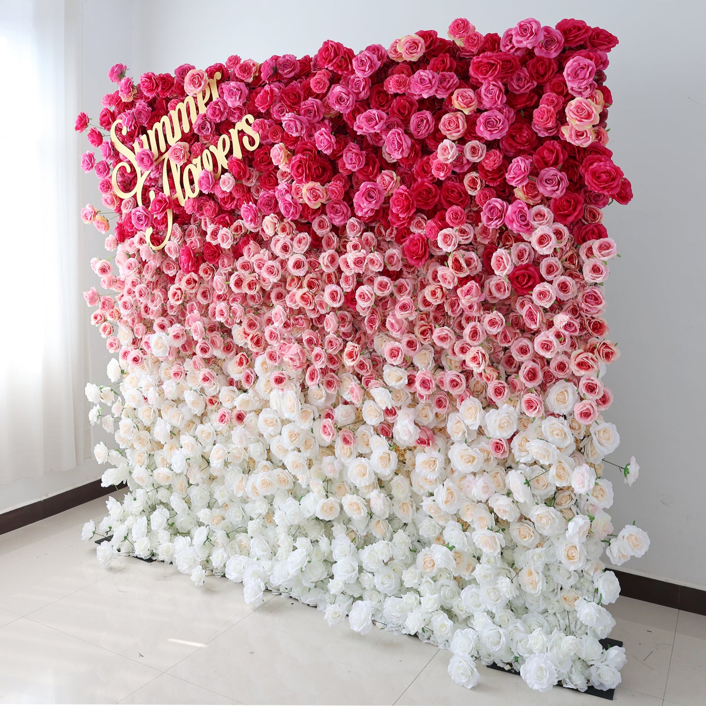 Summer Flower CB-372-2 8ft*8ft Cloth Back Artificial Flower Wall Roll up Fabric background