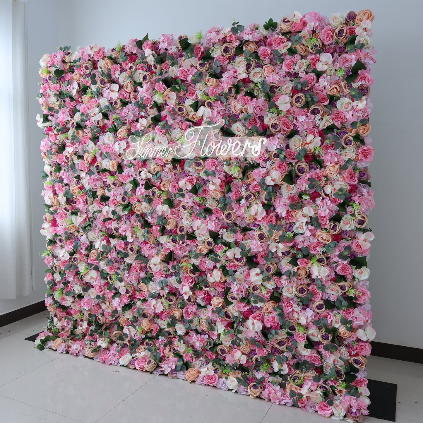 Summer Flower CB-430 8ft*8ft Cloth Back Artificial Flower Wall Roll up Fabric background