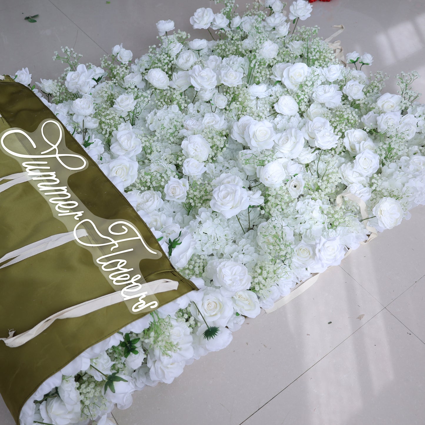 Summer Flower CB-419-2 8ft*8ft Cloth Back Artificial Flower Wall Roll up Fabric background