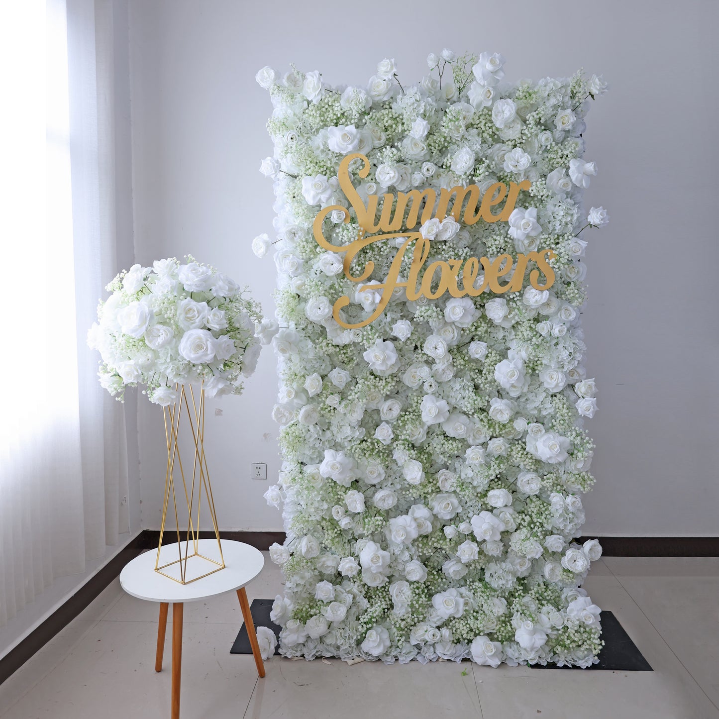Summer Flower CB-419-2 8ft*8ft Cloth Back Artificial Flower Wall Roll up Fabric background