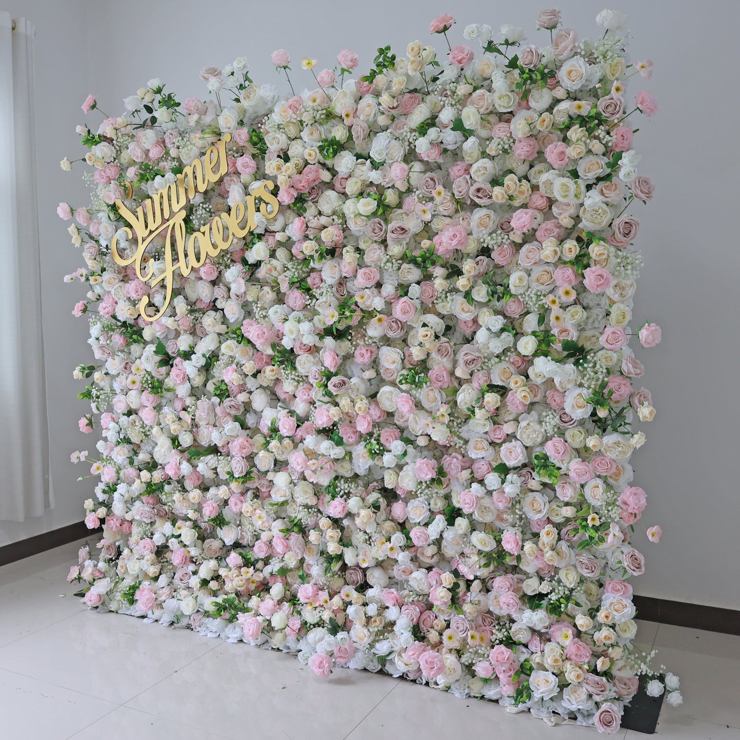 Summer Flower CB-443 8ft*8ft Cloth Back Artificial Flower Wall Roll up Fabric background