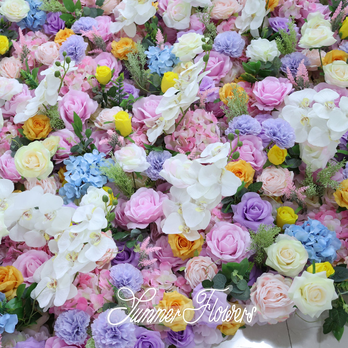 Summer Flower CB-444 8ft*8ft Cloth Back Artificial Flower Wall Roll up Fabric background