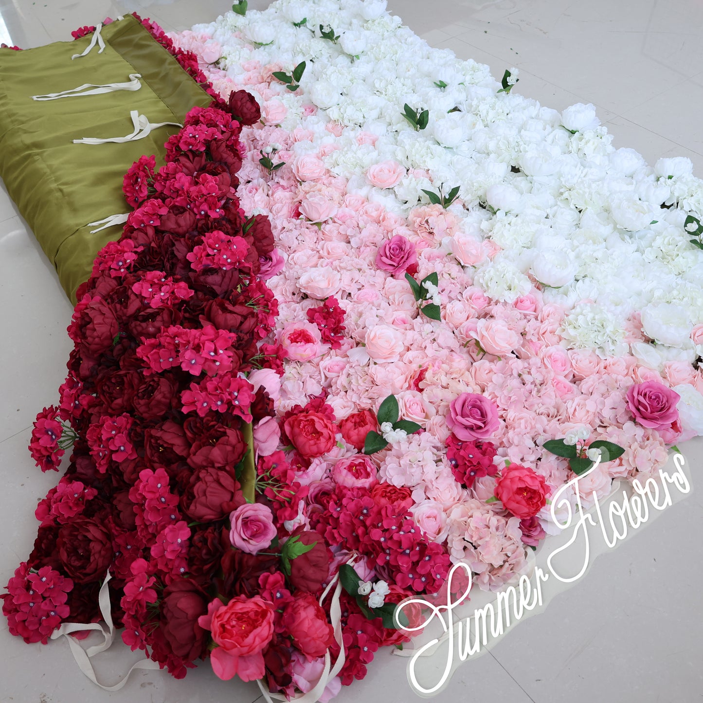 Summer Flower CB-436 8ft*8ft Cloth Back Artificial Flower Wall Roll up Fabric background