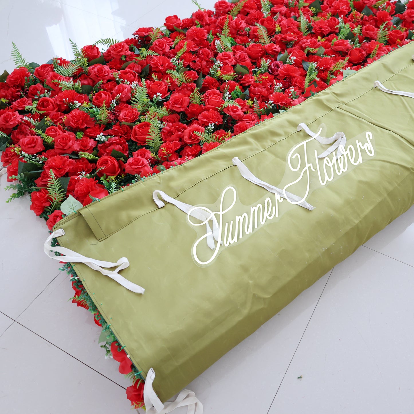 Summer Flower CB-448 8ft*8ft Cloth Back Artificial Flower Wall Roll up Fabric background