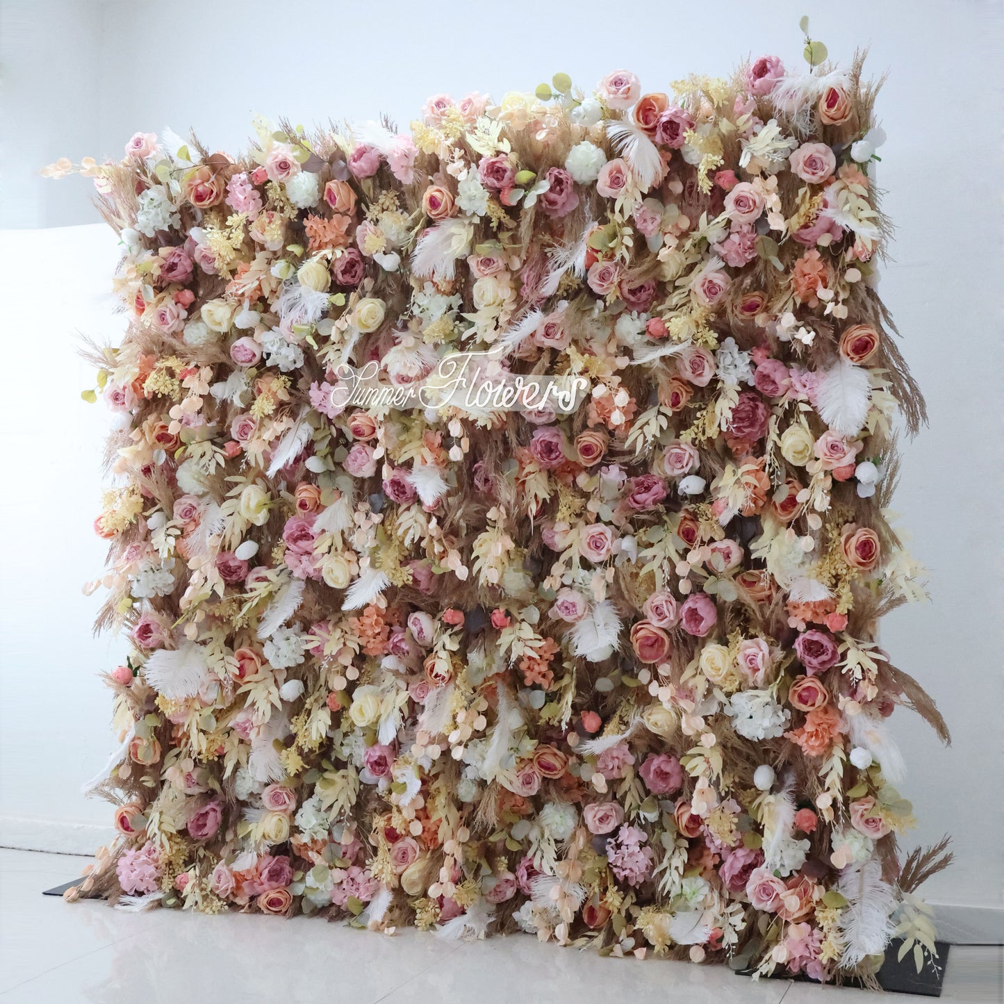 Summer Flower CB-327 8ft*8ft Cloth Back Artificial Flower Wall Roll up Fabric background