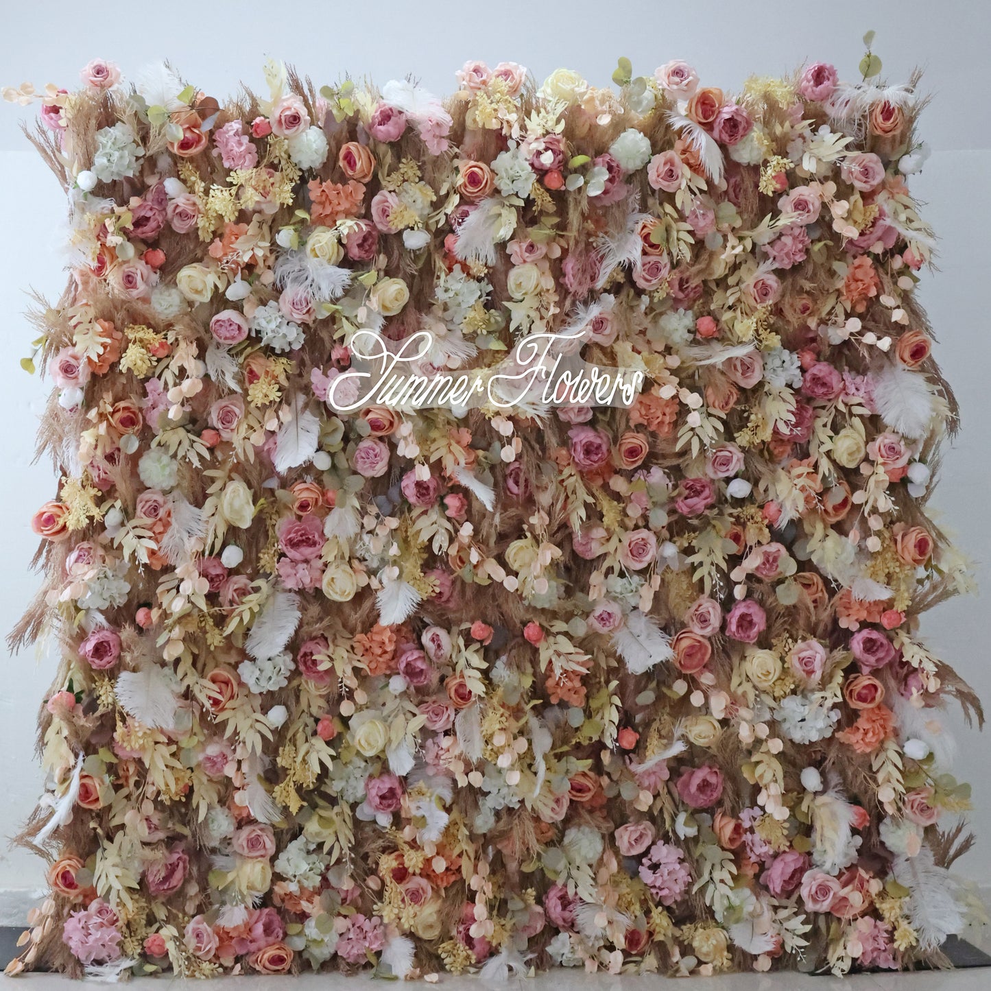 Summer Flower CB-327 8ft*8ft Cloth Back Artificial Flower Wall Roll up Fabric background