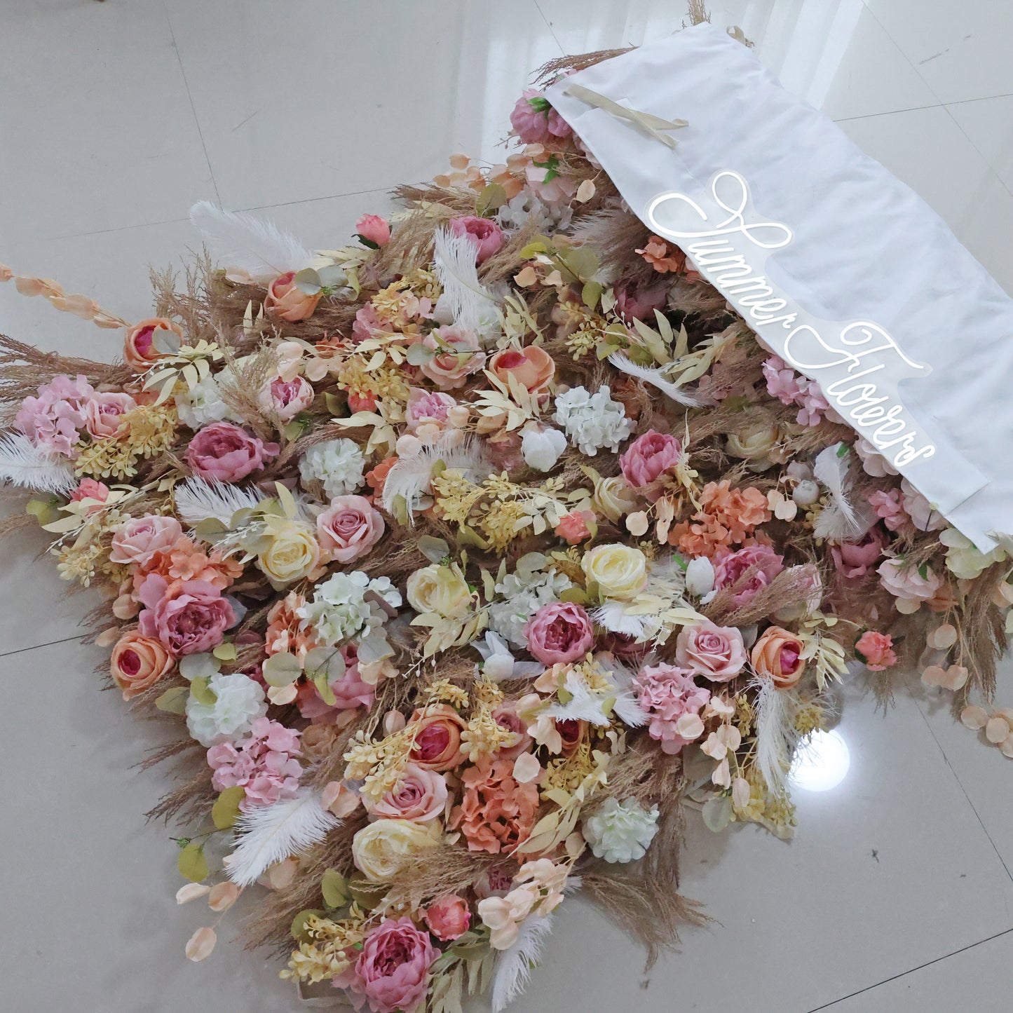Summer Flower CB-327 8ft*8ft Cloth Back Artificial Flower Wall Roll up Fabric background