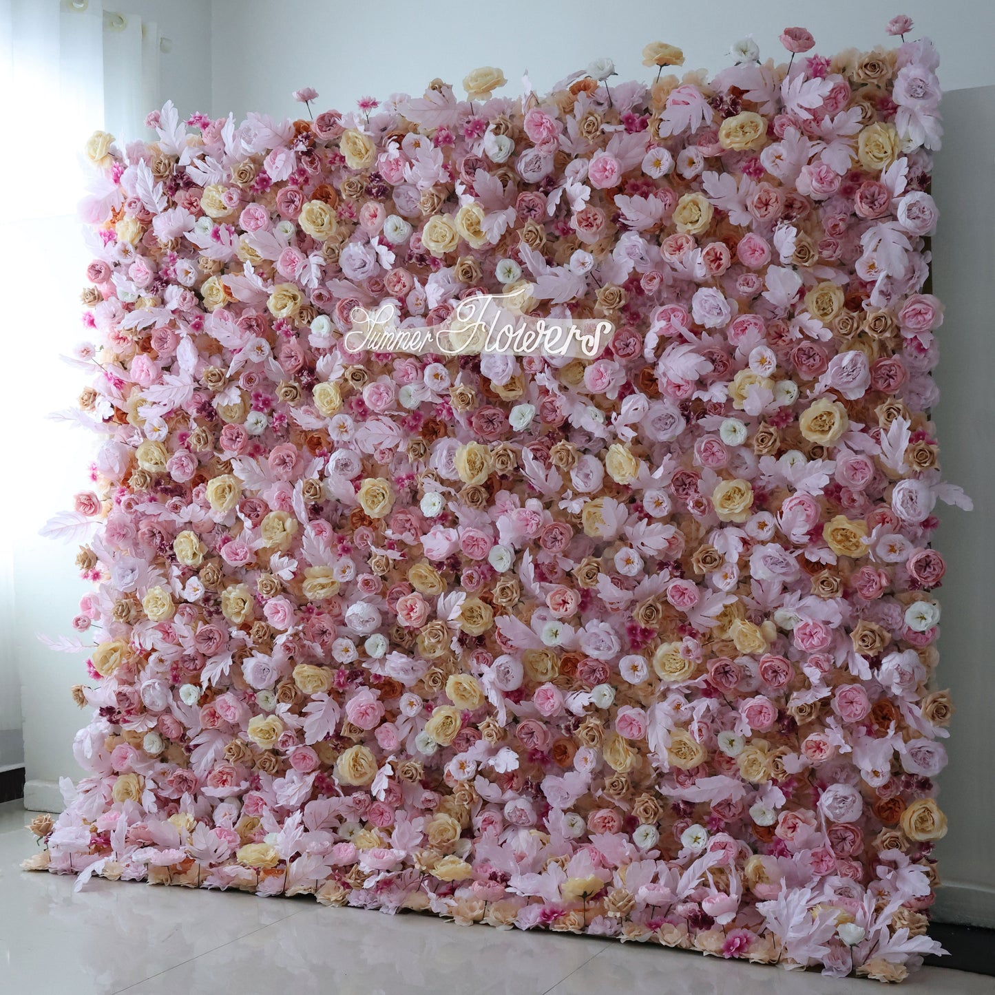 Summer Flower CB-330 8ft*8ft Cloth Back Artificial Flower Wall Roll up Fabric background