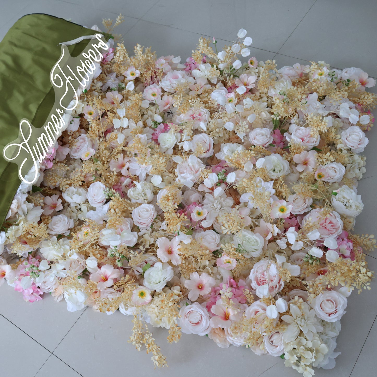 Summer Flower CB-331 8ft*8ft Cloth Back Artificial Flower Wall Roll up Fabric background