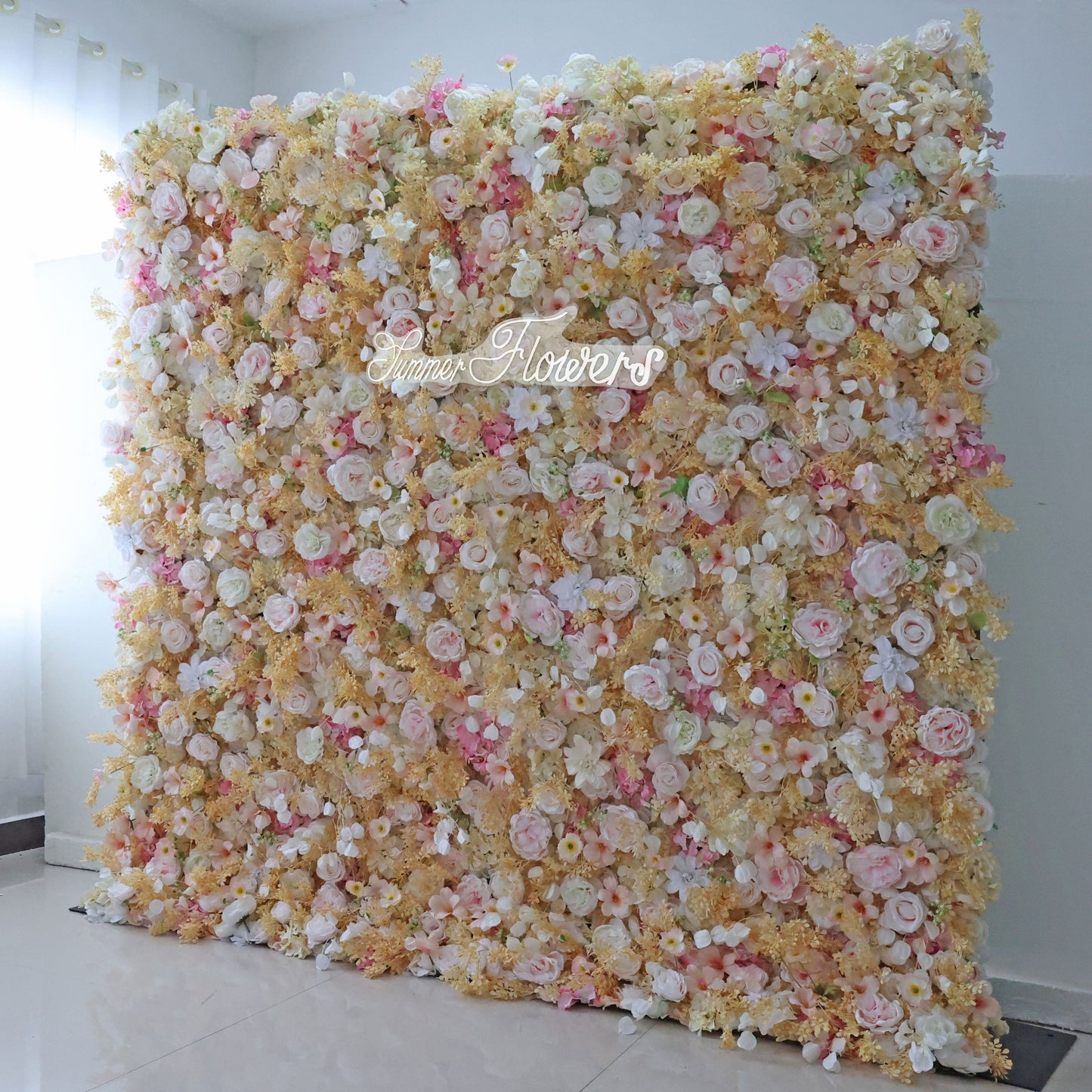 Summer Flower CB-331 8ft*8ft Cloth Back Artificial Flower Wall Roll up Fabric background