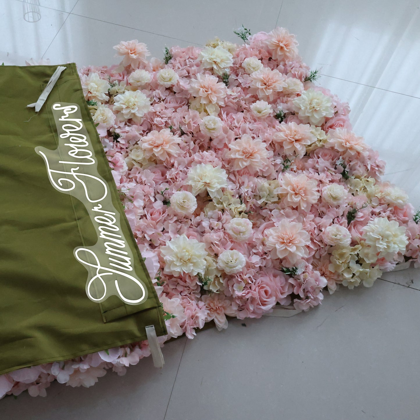 Summer Flower CB-332 8ft*8ft Cloth Back Artificial Flower Wall Roll up Fabric background