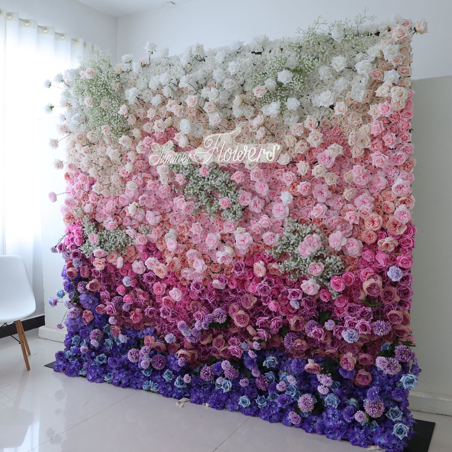 Summer Flower CB-340 8ft*8ft Cloth Back Artificial Flower Wall Roll up Fabric background